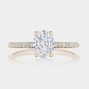 Oval Pavé 18K Rose Gold Engagement Ring - 267015