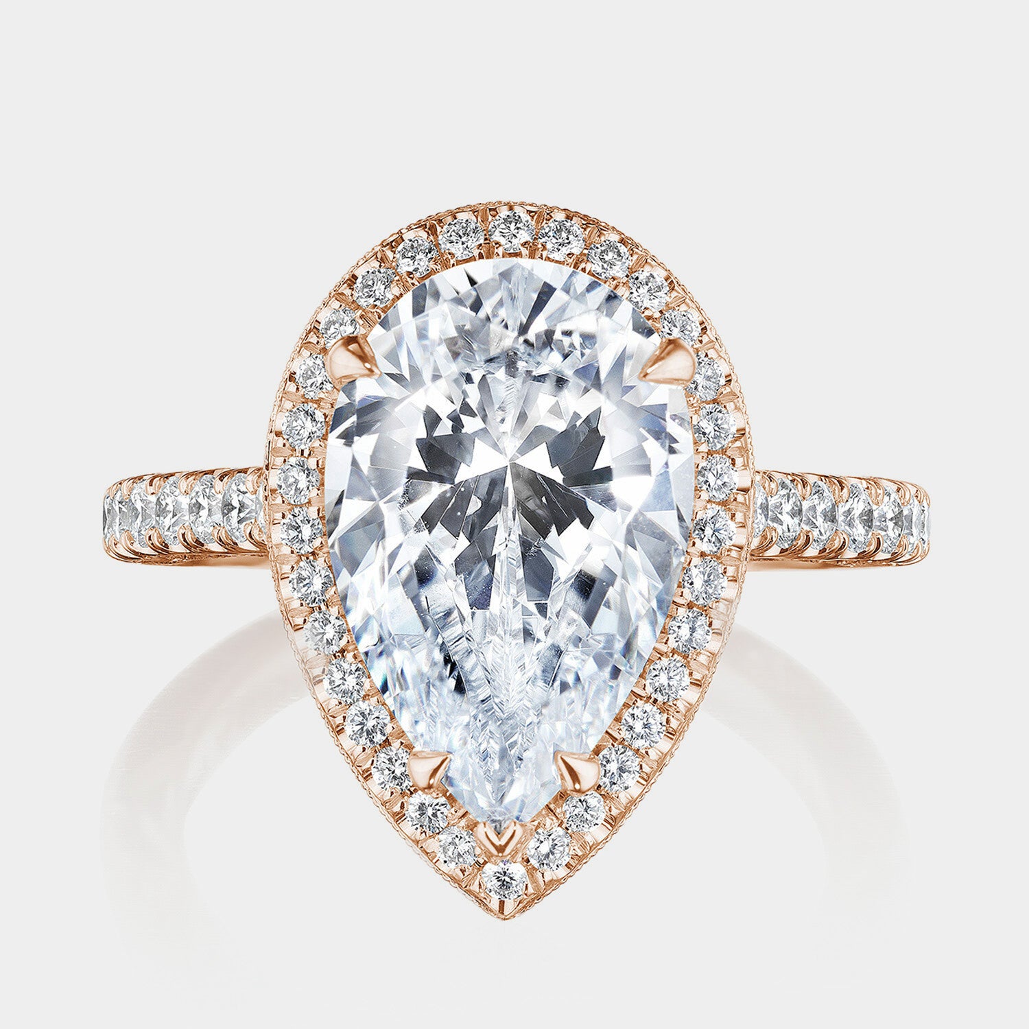Pear Halo 18K Rose Gold Engagement Ring - 269122