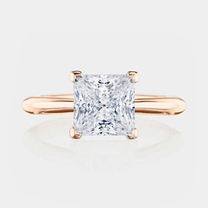 Princess Solitaire 18K Rose Gold Engagement Ring - HT2671