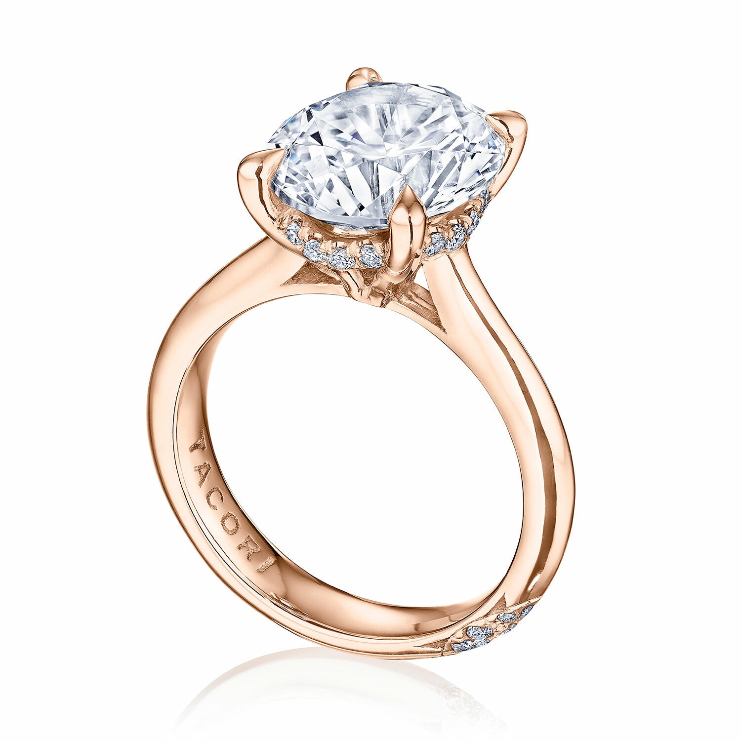 Round Solitaire 18K Rose Gold Engagement Ring - HT2671