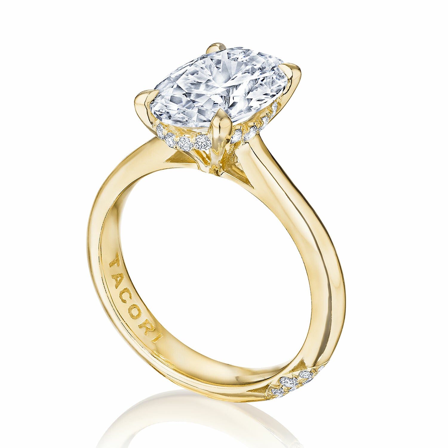 Oval Solitaire 18K Yellow Gold Engagement Ring - HT2671