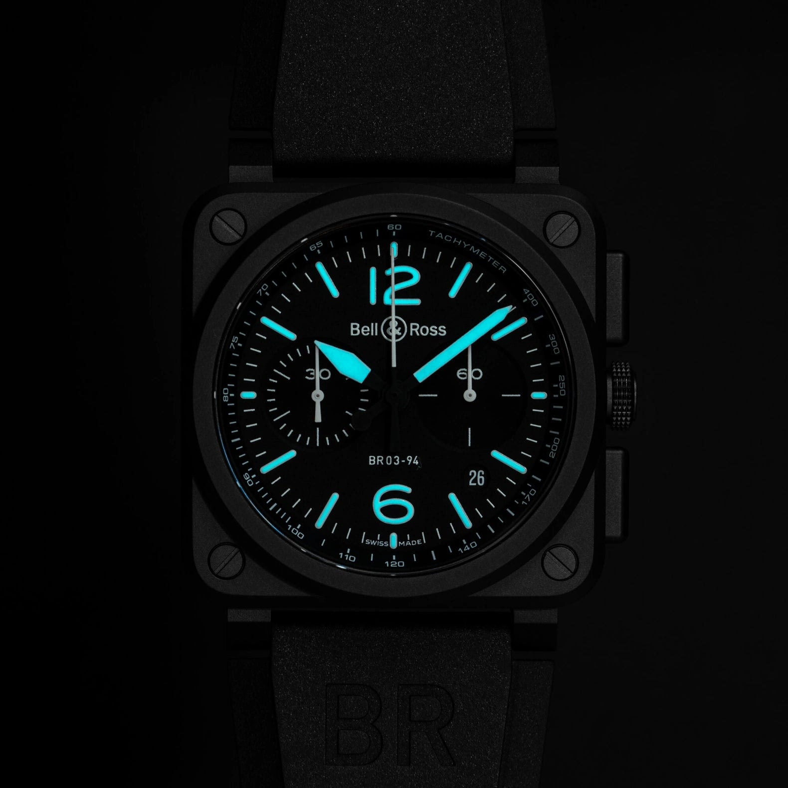 BR-03 Chrono Black Matte 42mm - Black Dial on Strap