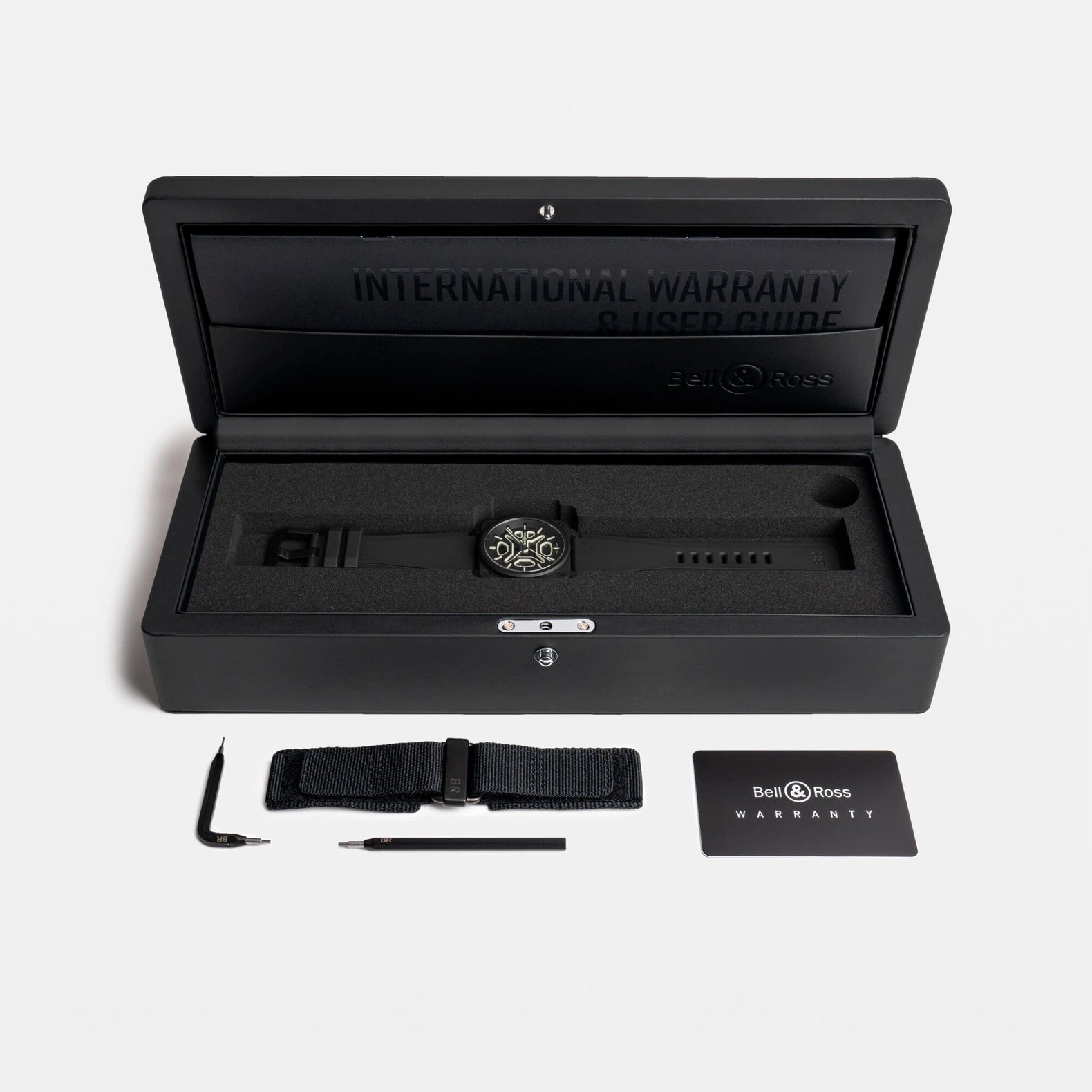 BR-03 Skeleton Lum Ceramic 41mm - Black Dial on Strap