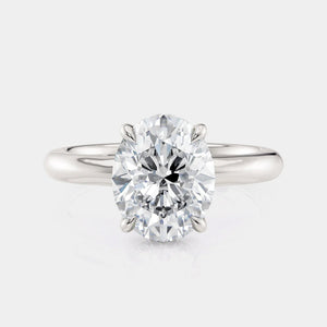 Oval Solitaire Platinum Engagement Ring - R812