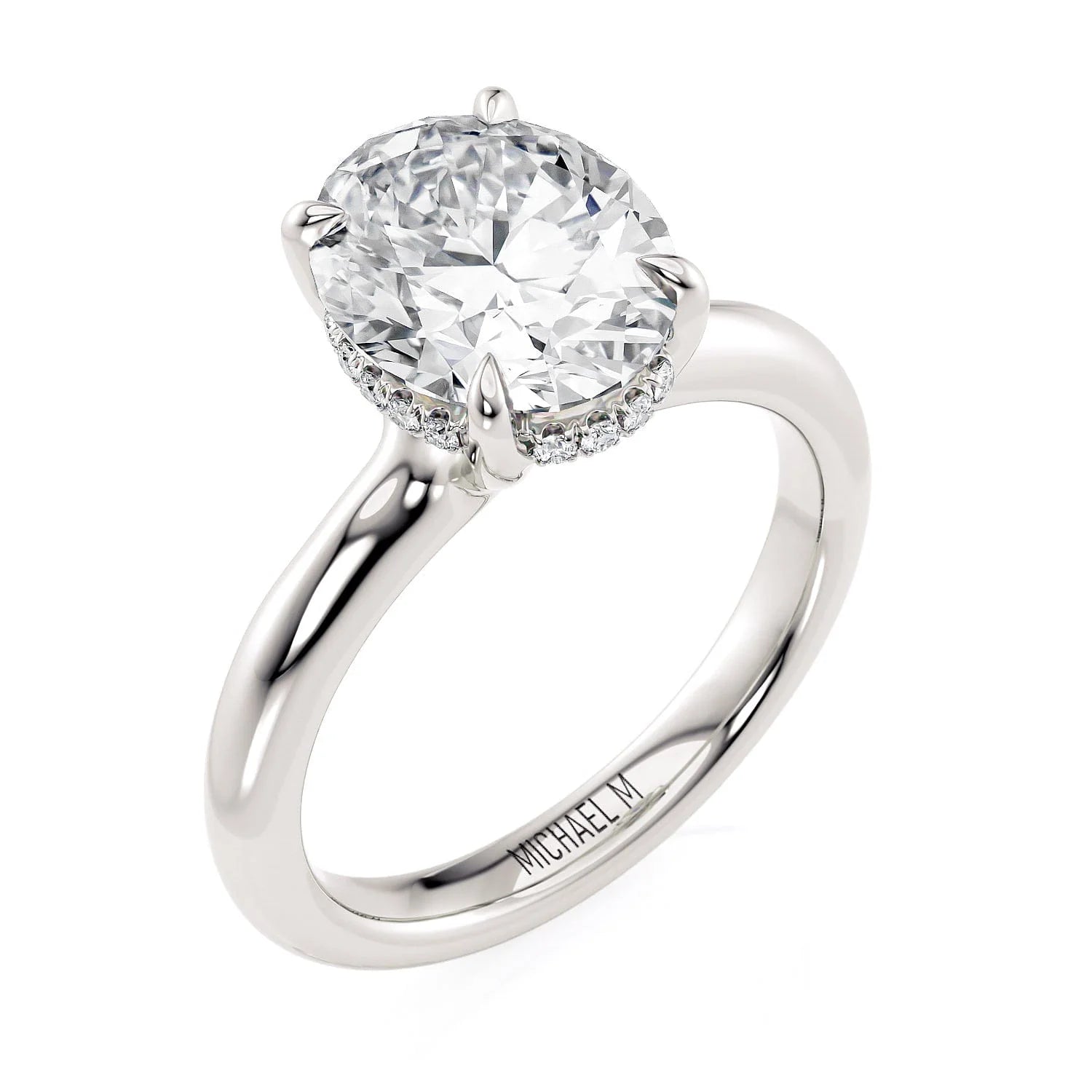Oval Solitaire Platinum Engagement Ring - R812
