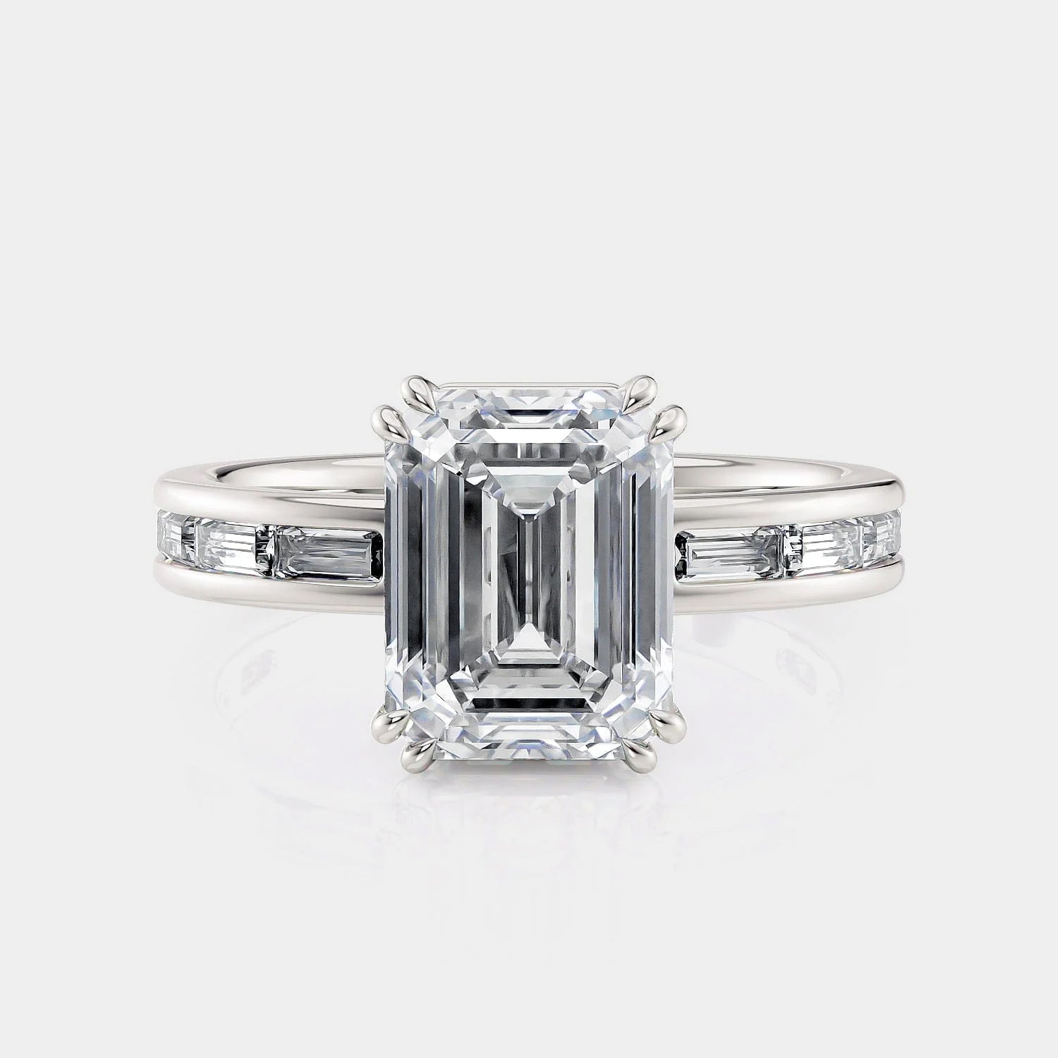 Emerald Channel-set Platinum Engagement Ring - R820