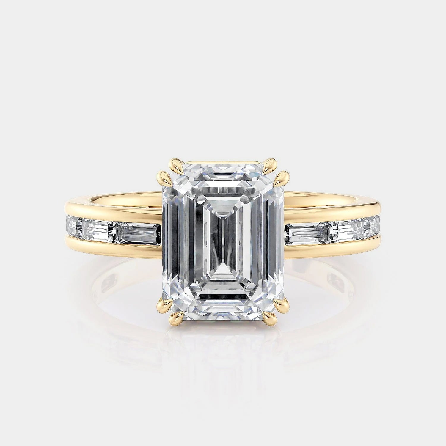 Emerald Channel-set 18k Yellow Gold Engagement Ring - R820