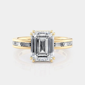 Emerald Channel-set 18k Yellow Gold Engagement Ring - R820