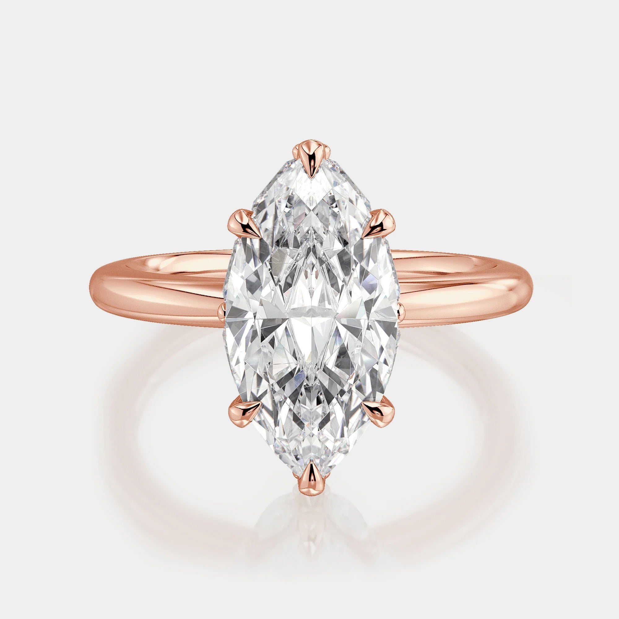 Marquise Solitaire 18k Rose  Gold Engagement Ring - R832