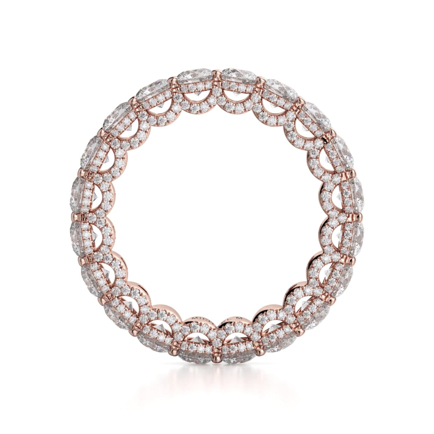 Round Diamond Lace Wedding Ring 18k Rose Gold - B328