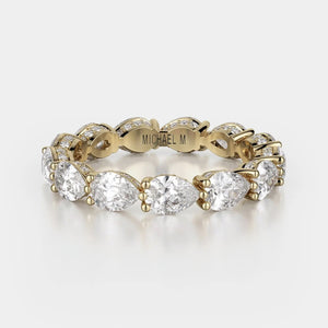 Pear Diamond Eternity Wedding Ring 18k Yellow Gold - B329