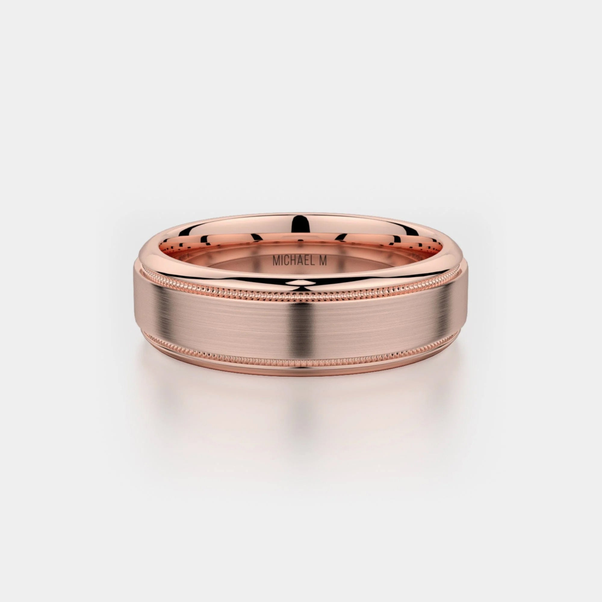 Brushed Milgrain Wedding Ring 14k Rose Gold - MB101