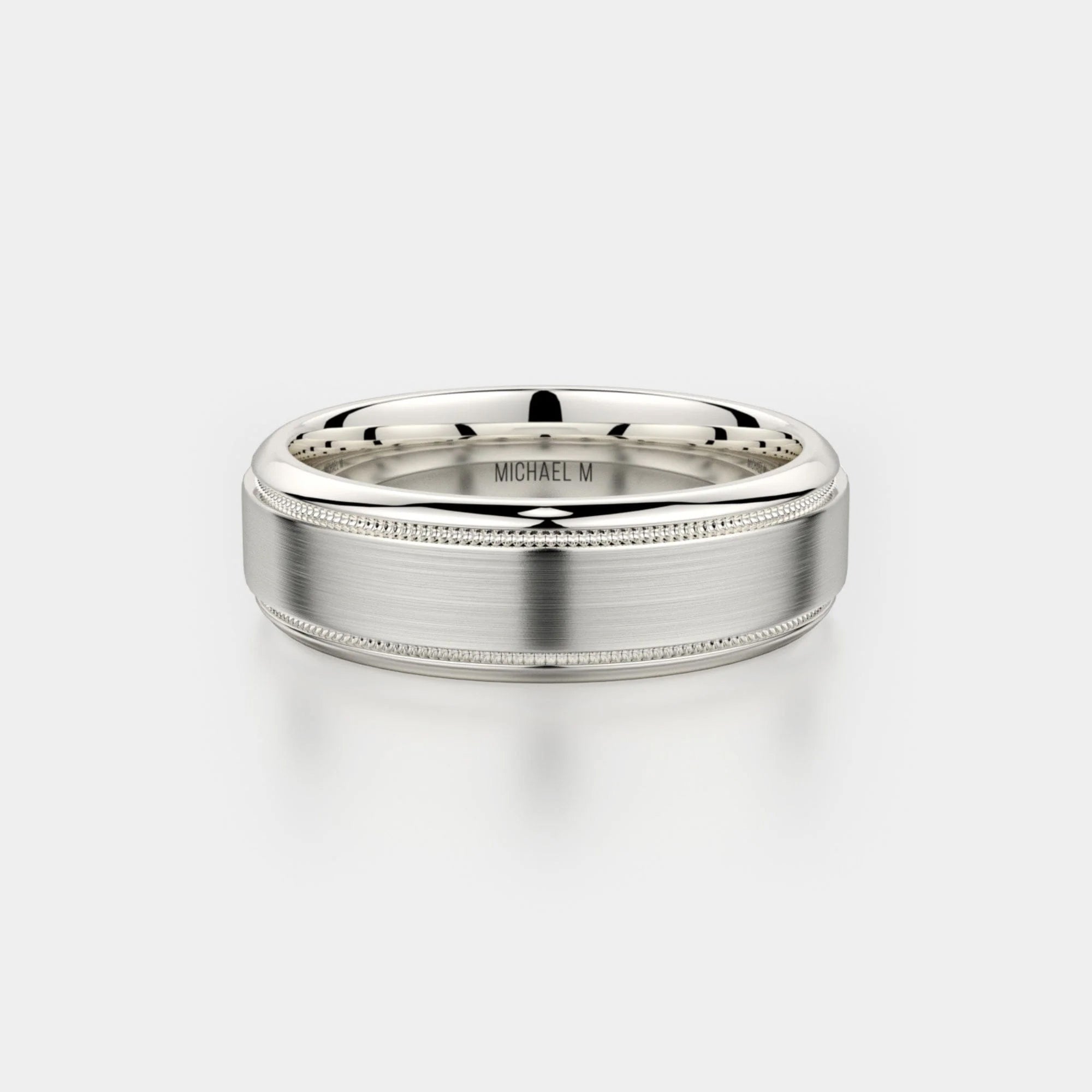 Brushed Milgrain Wedding Ring 14k White Gold - MB101