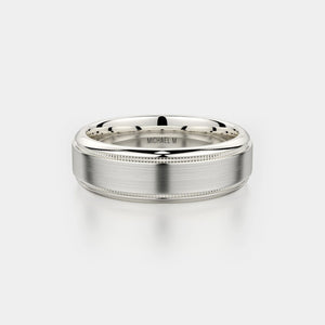 Brushed Milgrain Wedding Ring 14k White Gold - MB101