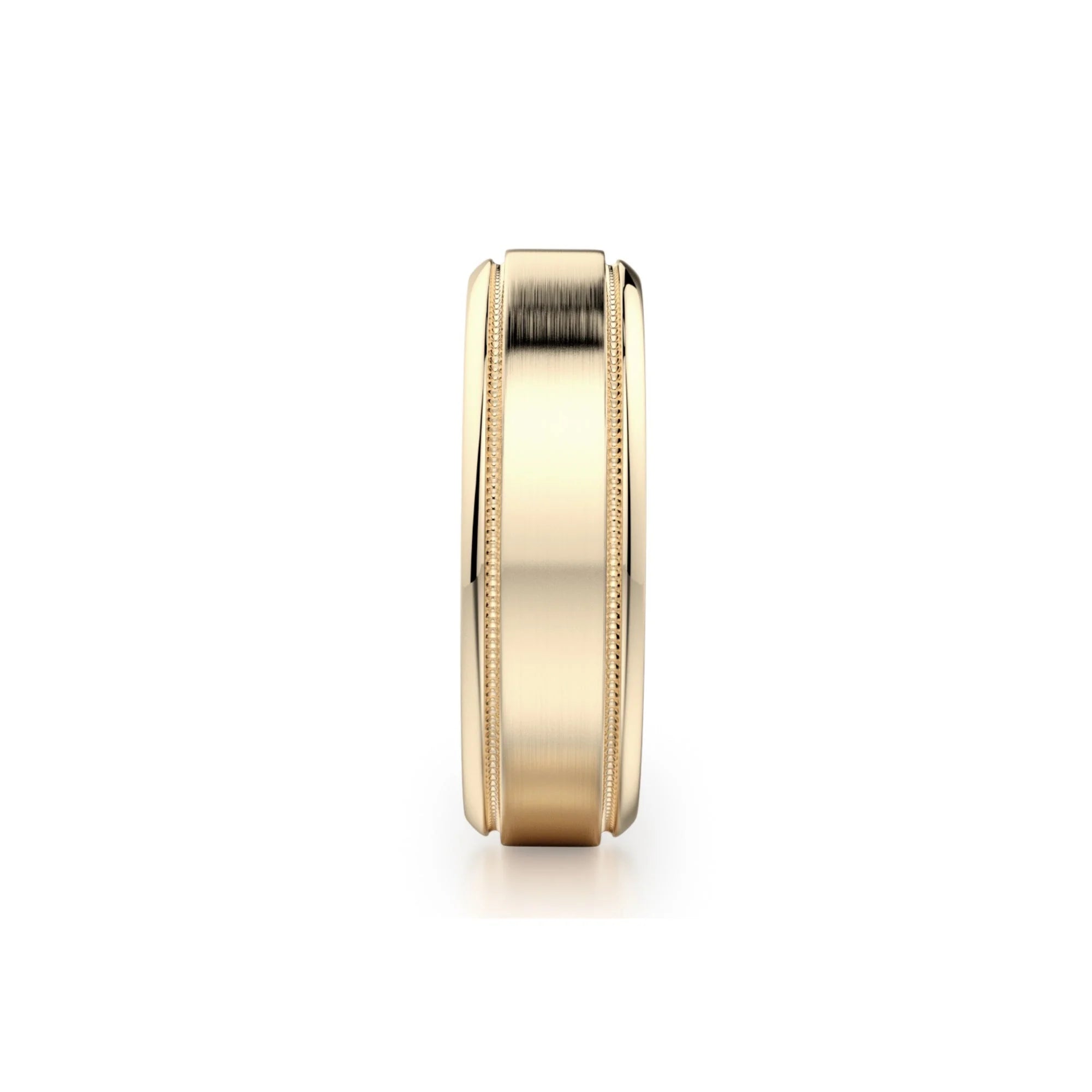 Brushed Milgrain Wedding Ring 14k Yellow Gold - MB101