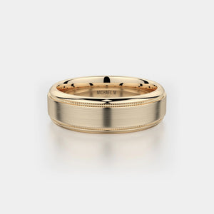 Brushed Milgrain Wedding Ring 14k Yellow Gold - MB101