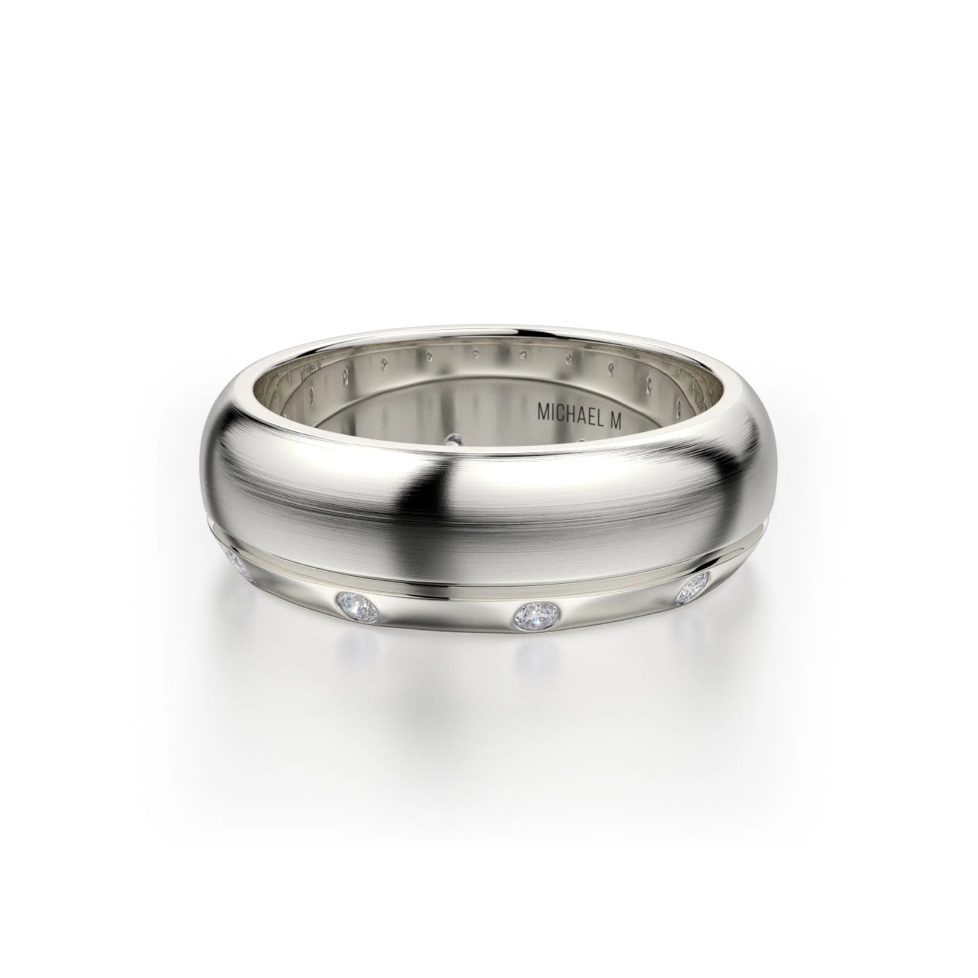 Brushed Diamond Accent Wedding Ring Platinum – MB105