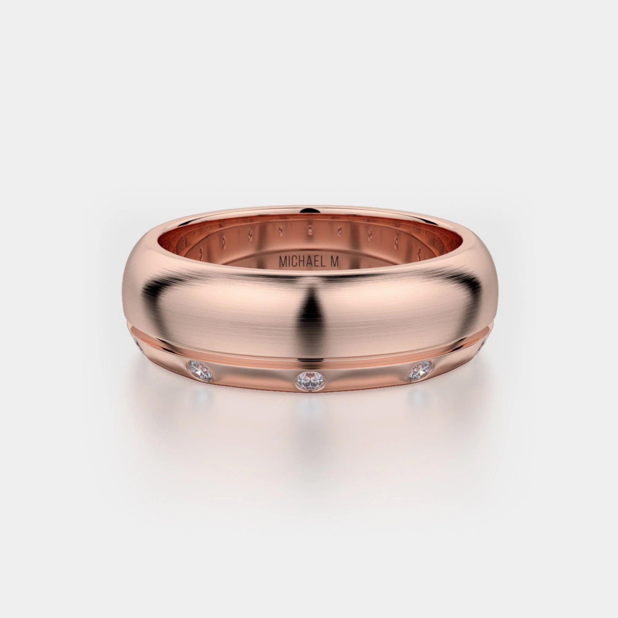 Brushed Diamond Accent Wedding Ring 18k Rose Gold – MB105