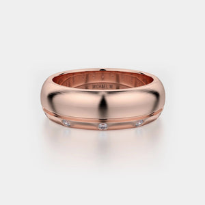Brushed Diamond Accent Wedding Ring 18k Rose Gold – MB105
