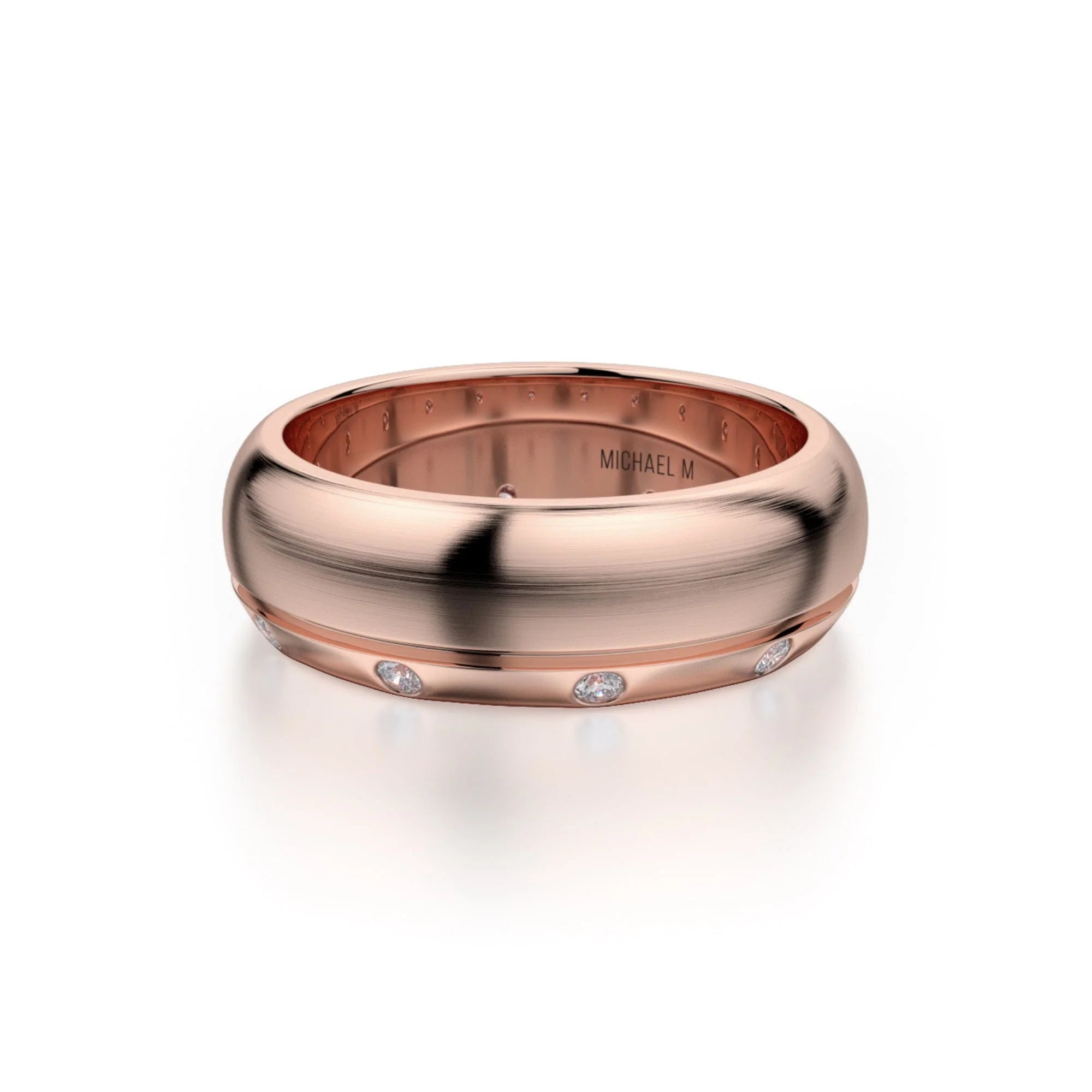 Brushed Diamond Accent Wedding Ring 18k Rose Gold – MB105