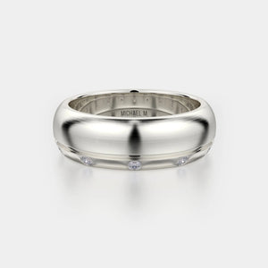 Brushed Diamond Accent Wedding Ring 14k White Gold – MB105