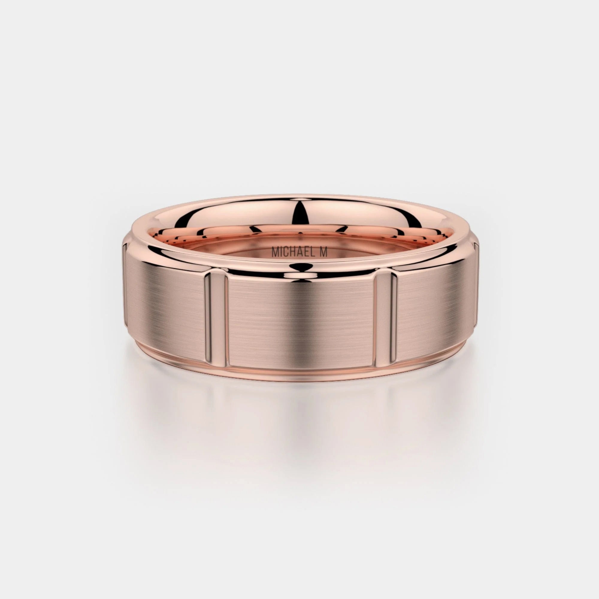 Modern Brushed Wedding Ring 18k Rose Gold – MB108
