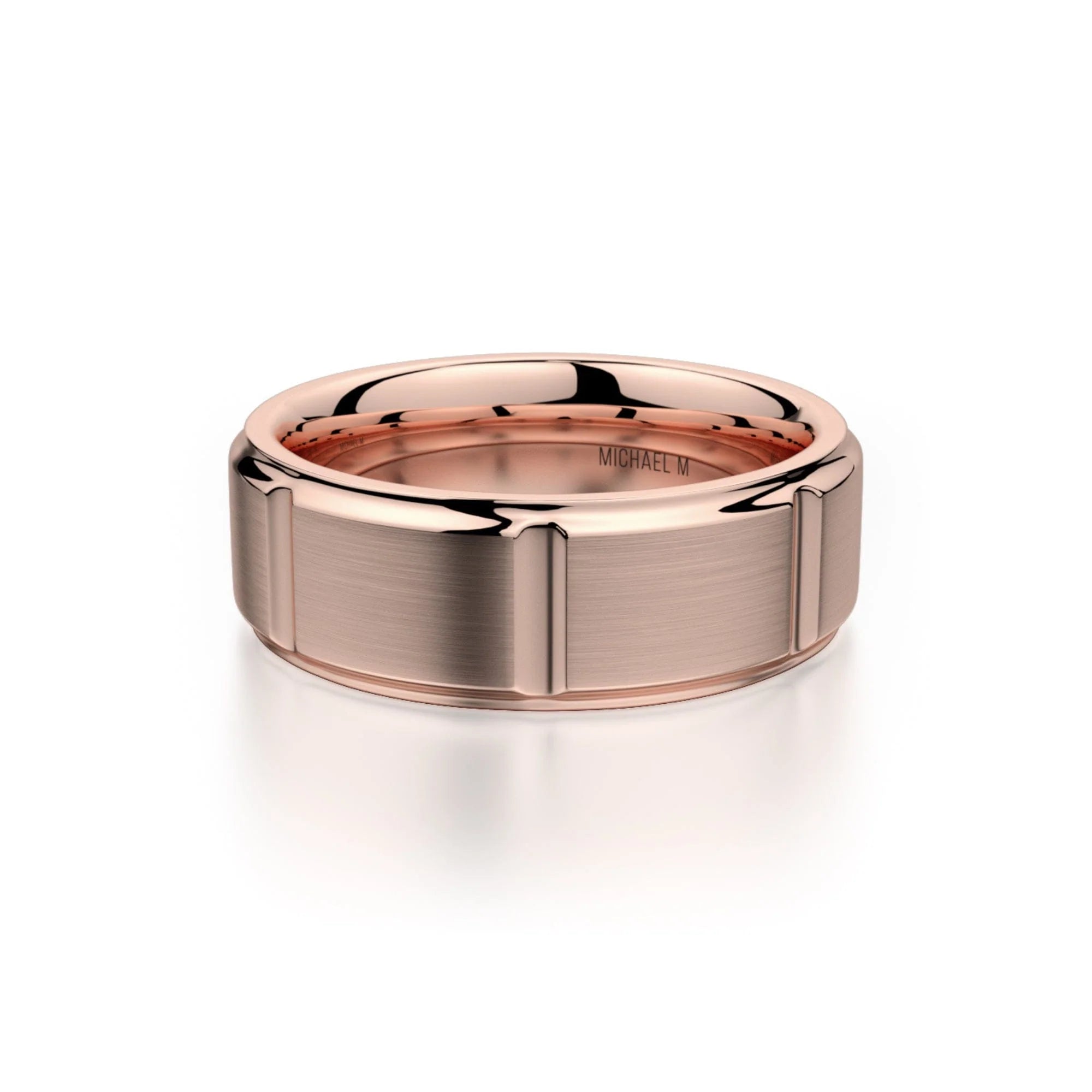 Modern Brushed Wedding Ring 18k Rose Gold – MB108