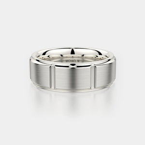 Modern Brushed Wedding Ring 18k White Gold – MB108