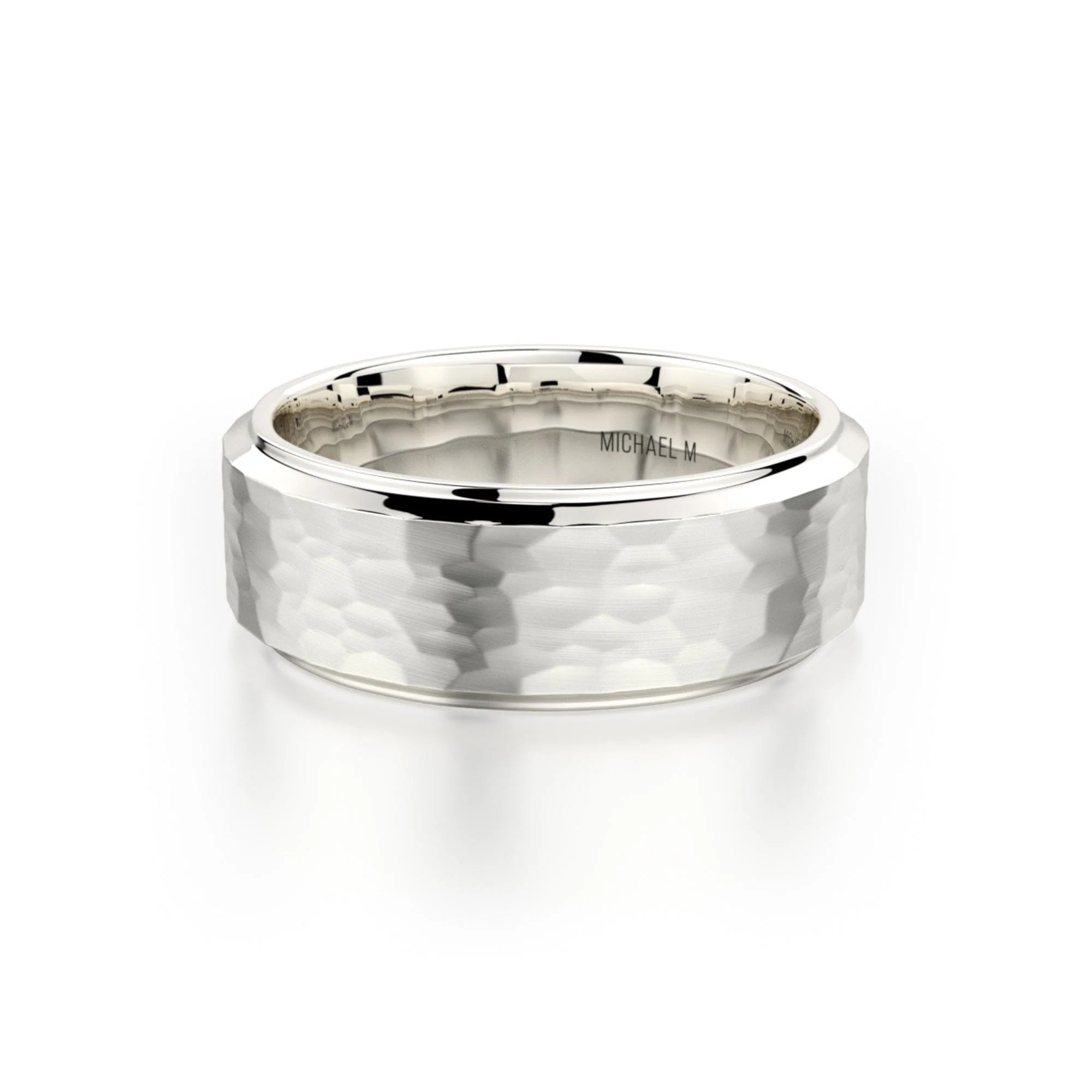 Hammered Wedding Ring 14k White Gold – MB114