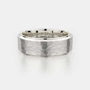 Hammered Wedding Ring 14k White Gold – MB114