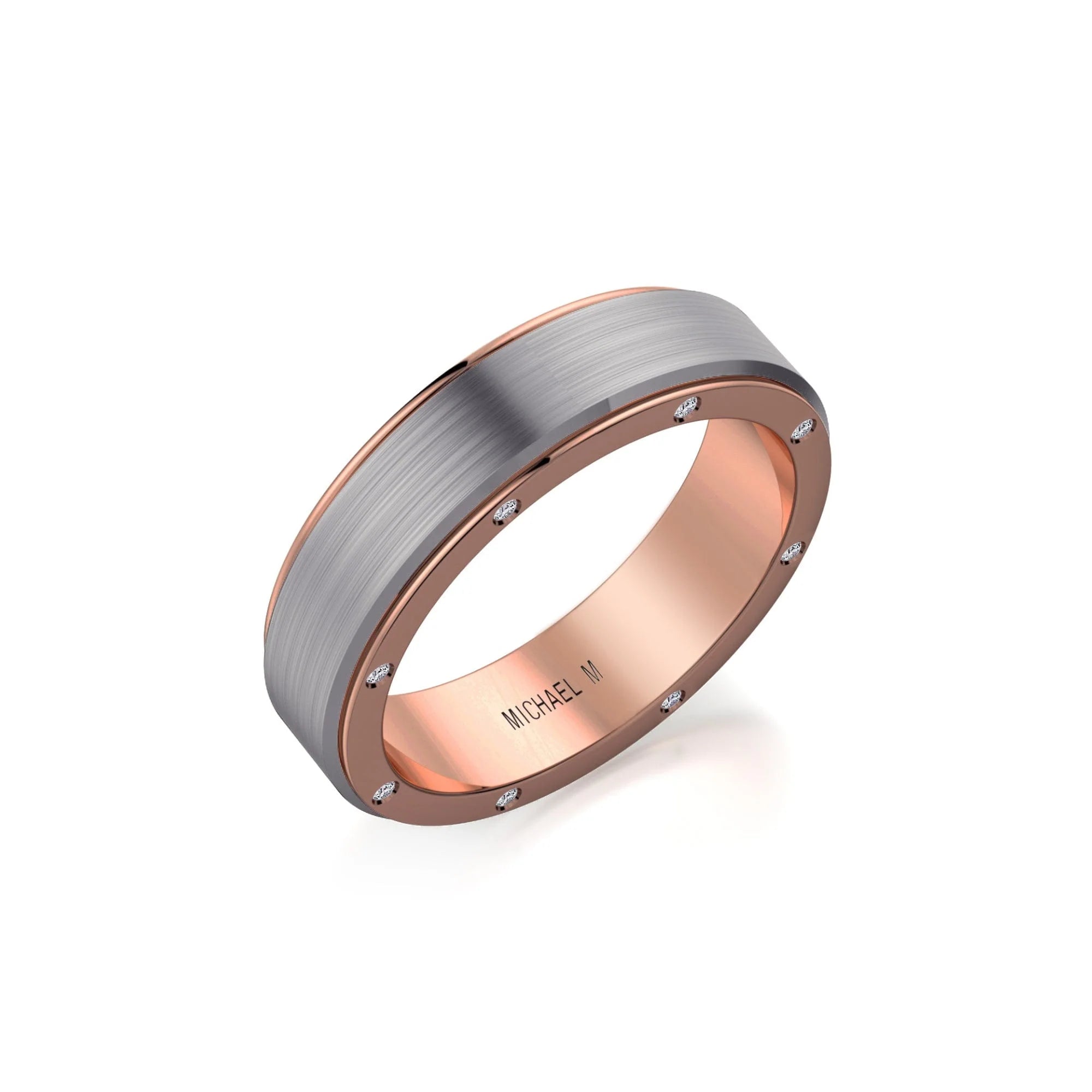 Diamond Accent Wedding Ring 14k Rose Gold Titanium – MB116