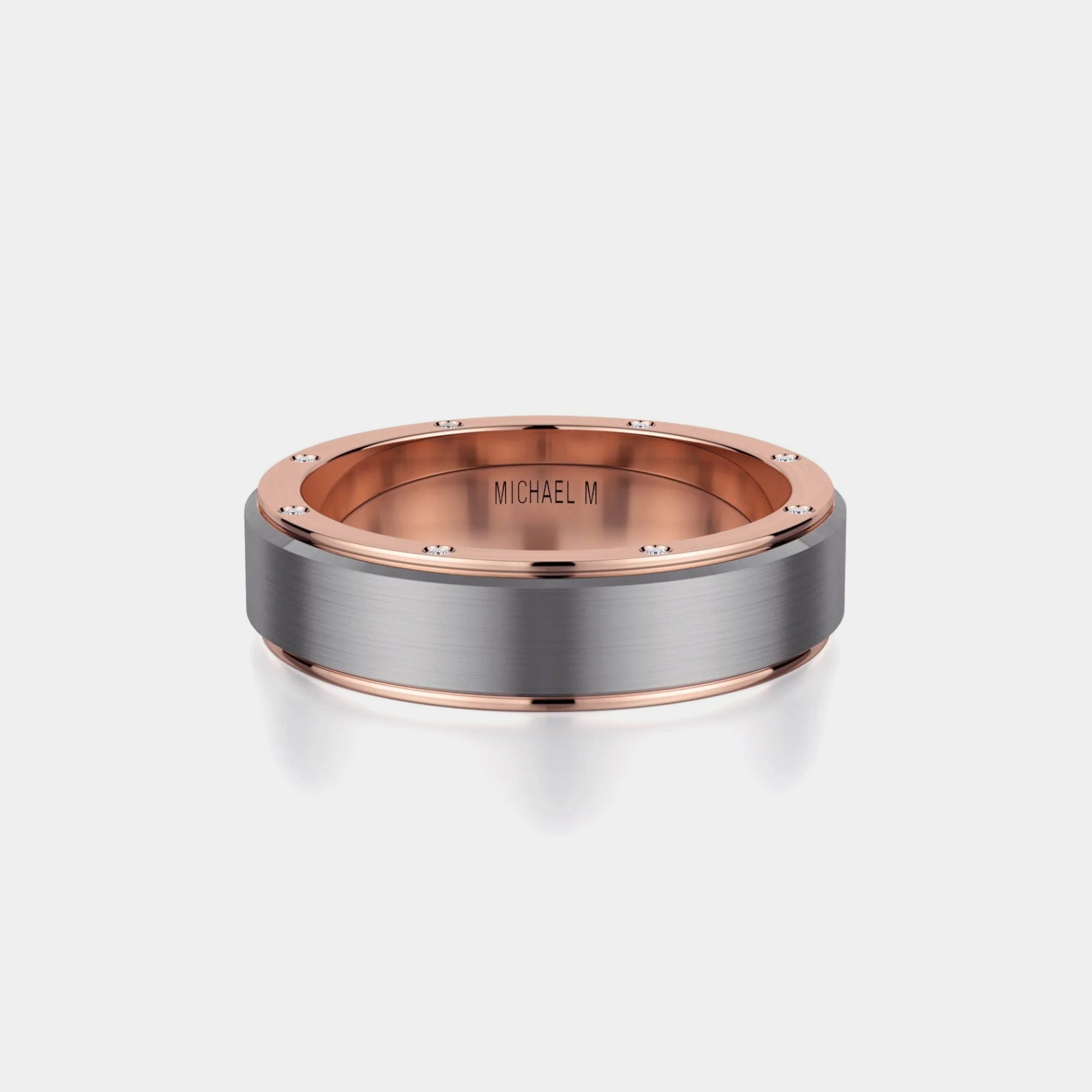 Diamond Accent Wedding Ring 18k Rose Gold Titanium – MB116