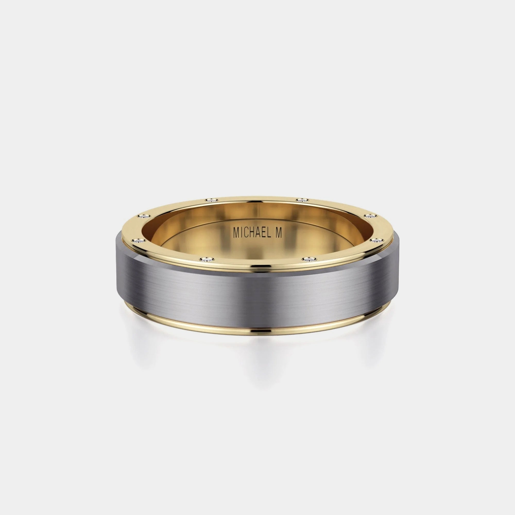 Diamond Accent Wedding Ring 18k Yellow Gold Titanium – MB116