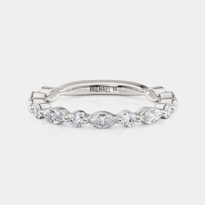 Marquise Round Diamond Wedding Ring Platinum - R802B