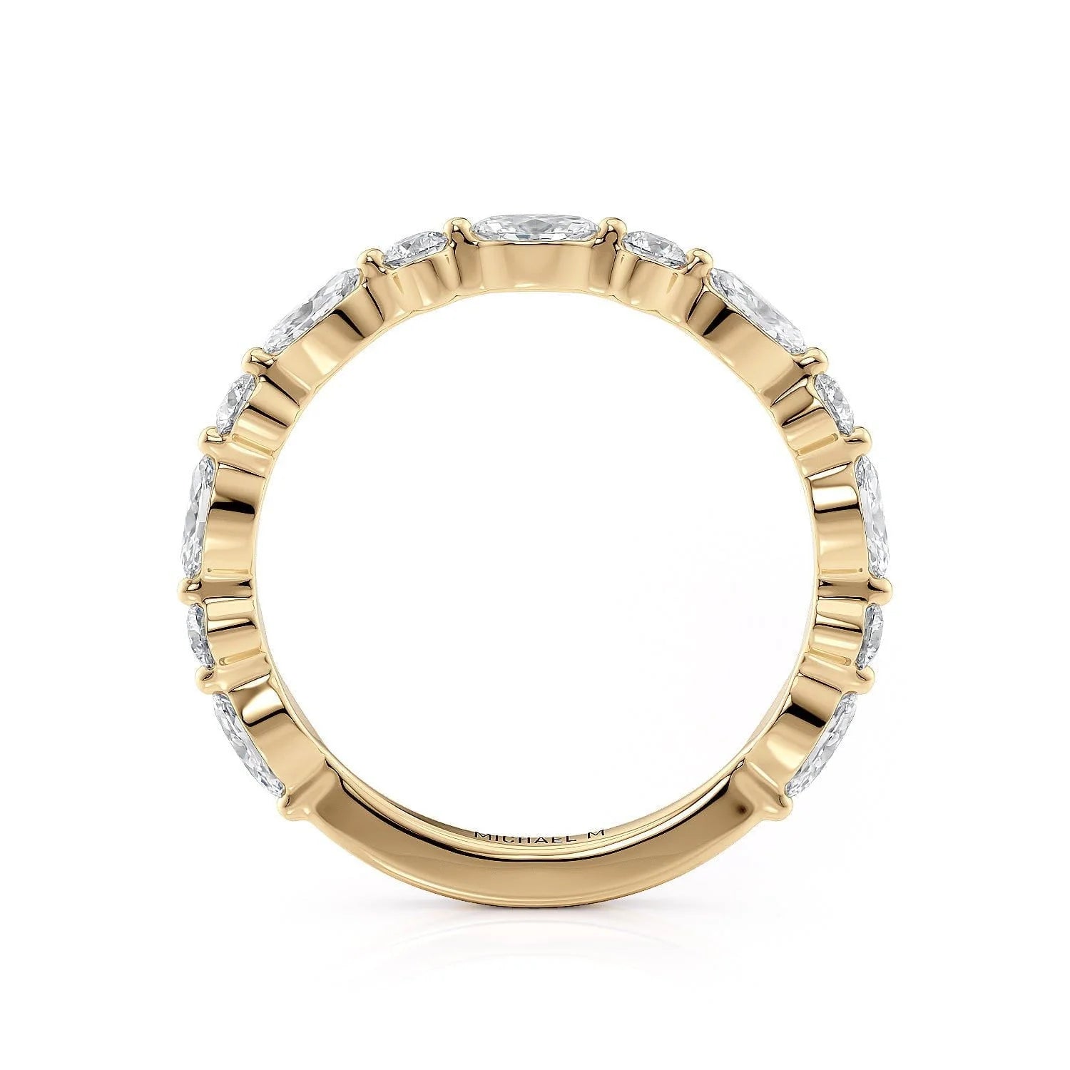 Marquise Round Diamond Wedding Ring 18k Yellow Gold - R802B