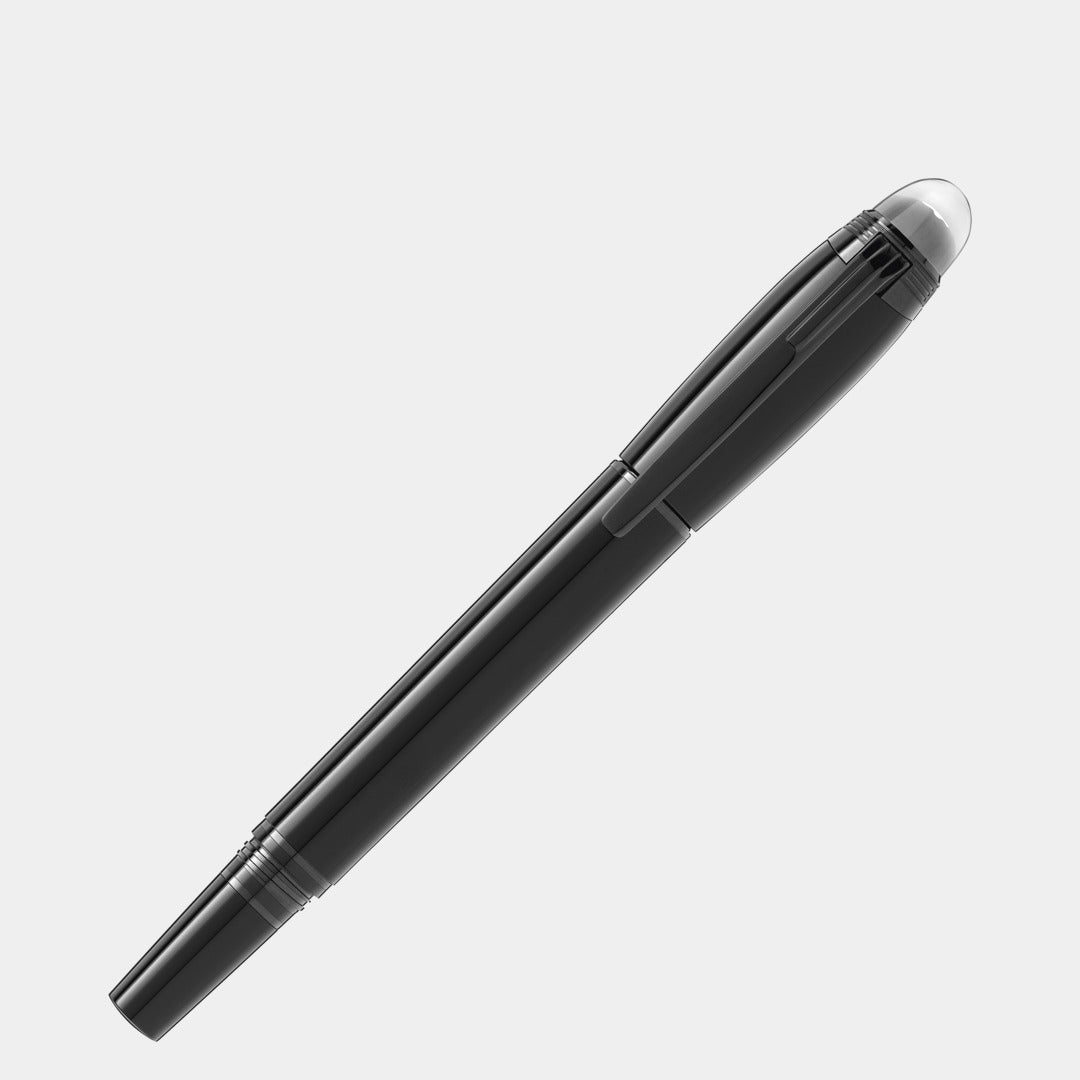 Black pen on a light gray background