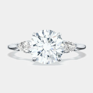 Round 3-Stone Platinum Engagement Ring - 2685