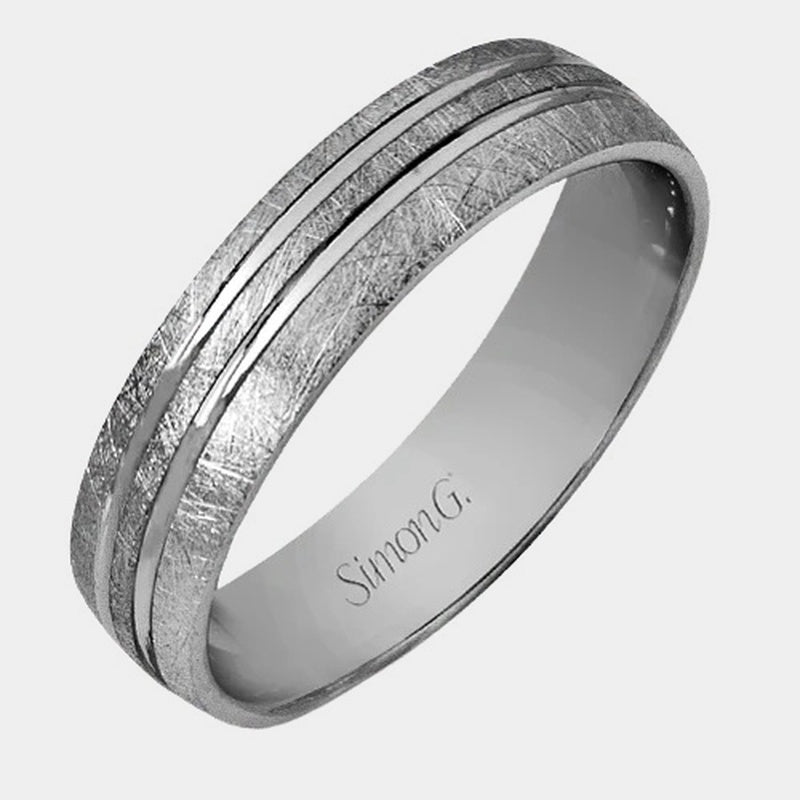 Textured Wedding Ring 18k White Gold - LG101