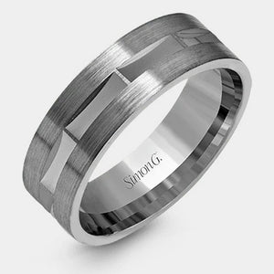 Geometric Wedding Ring 14k White Gold - LG115