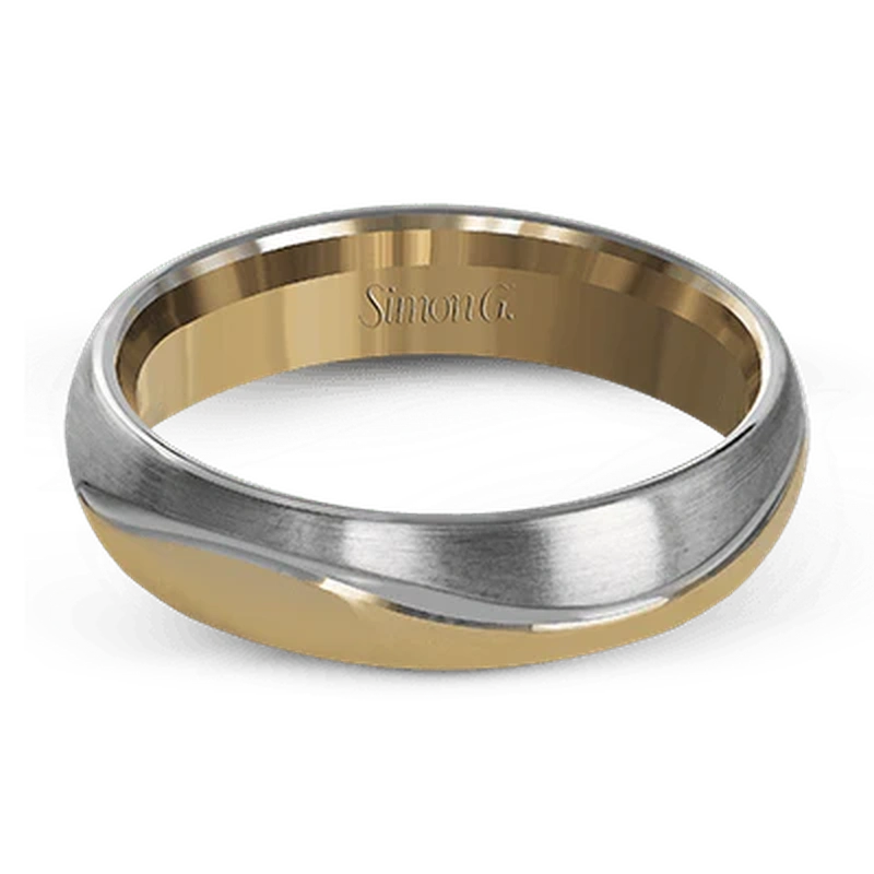 Modern Wedding Ring 14k White/Yellow Gold - LG148