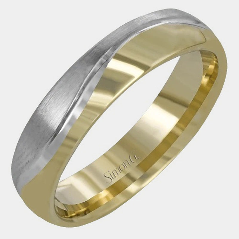 Modern Wedding Ring 18k White/Yellow Gold - LG148