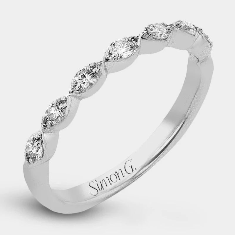 Marquise Shape Wedding Ring 18k White Gold - LR4017-B