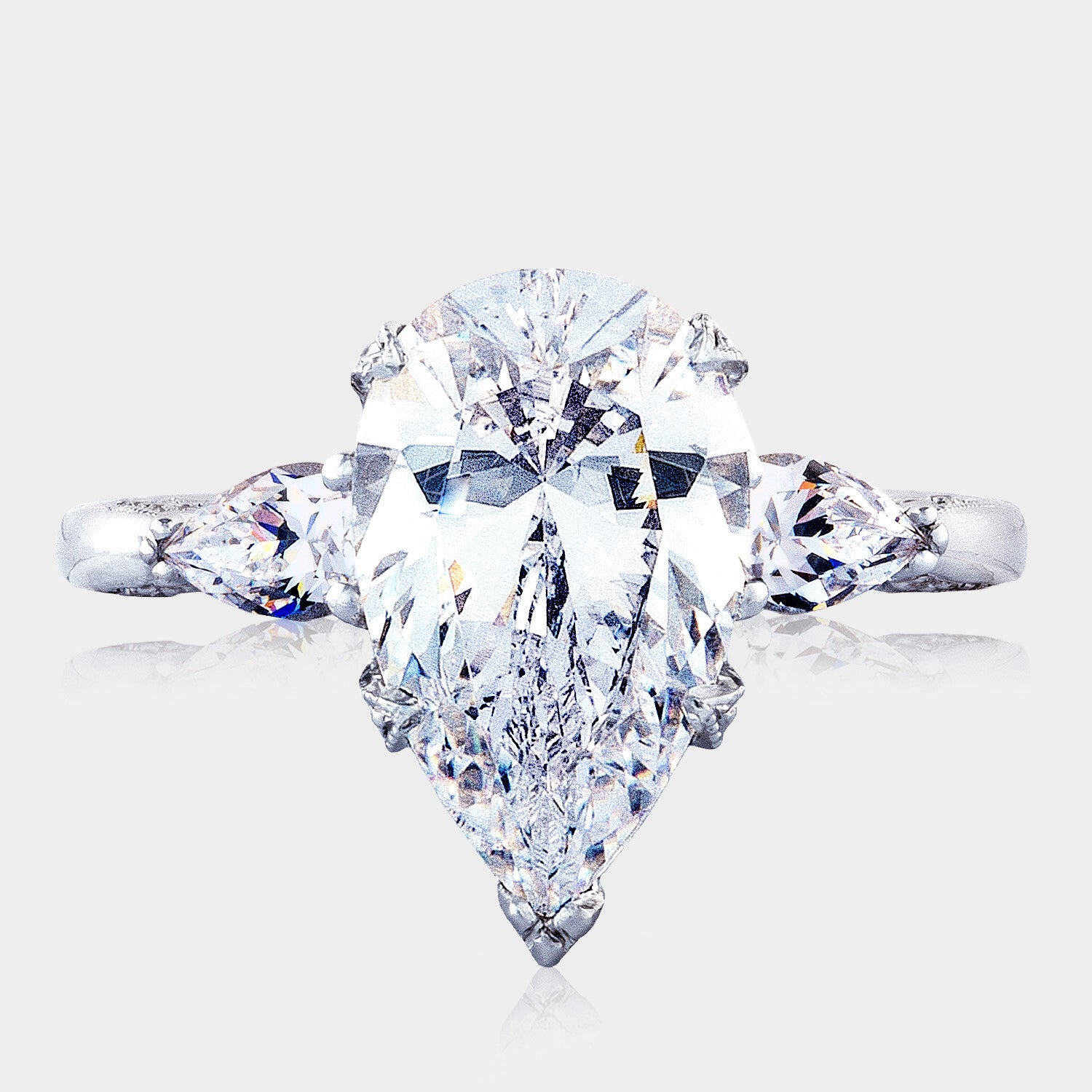 Pear 3-Stone Platinum Engagement Ring - HT2628