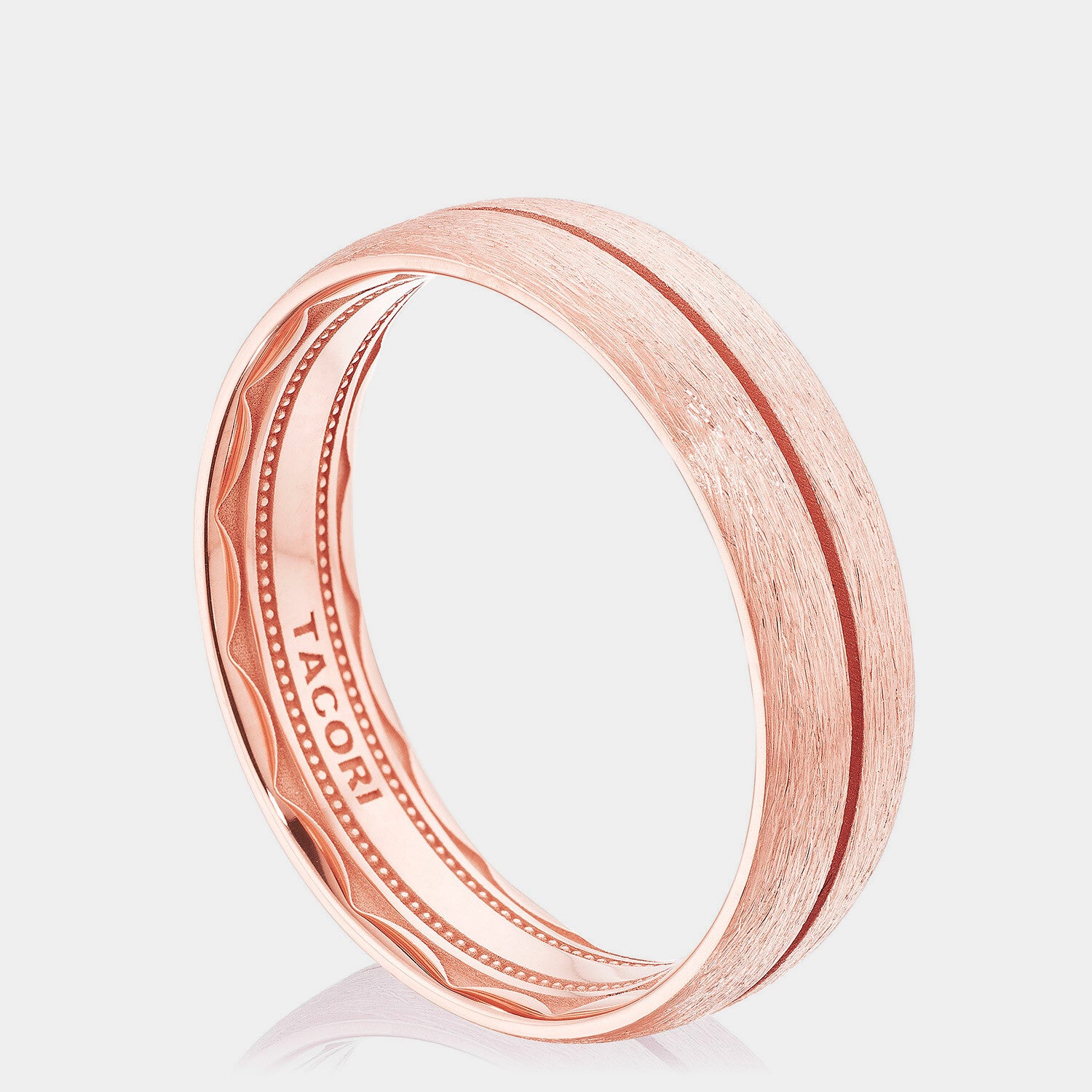 Classic Brush Finish Wedding Ring 18k Rose Gold -142-6