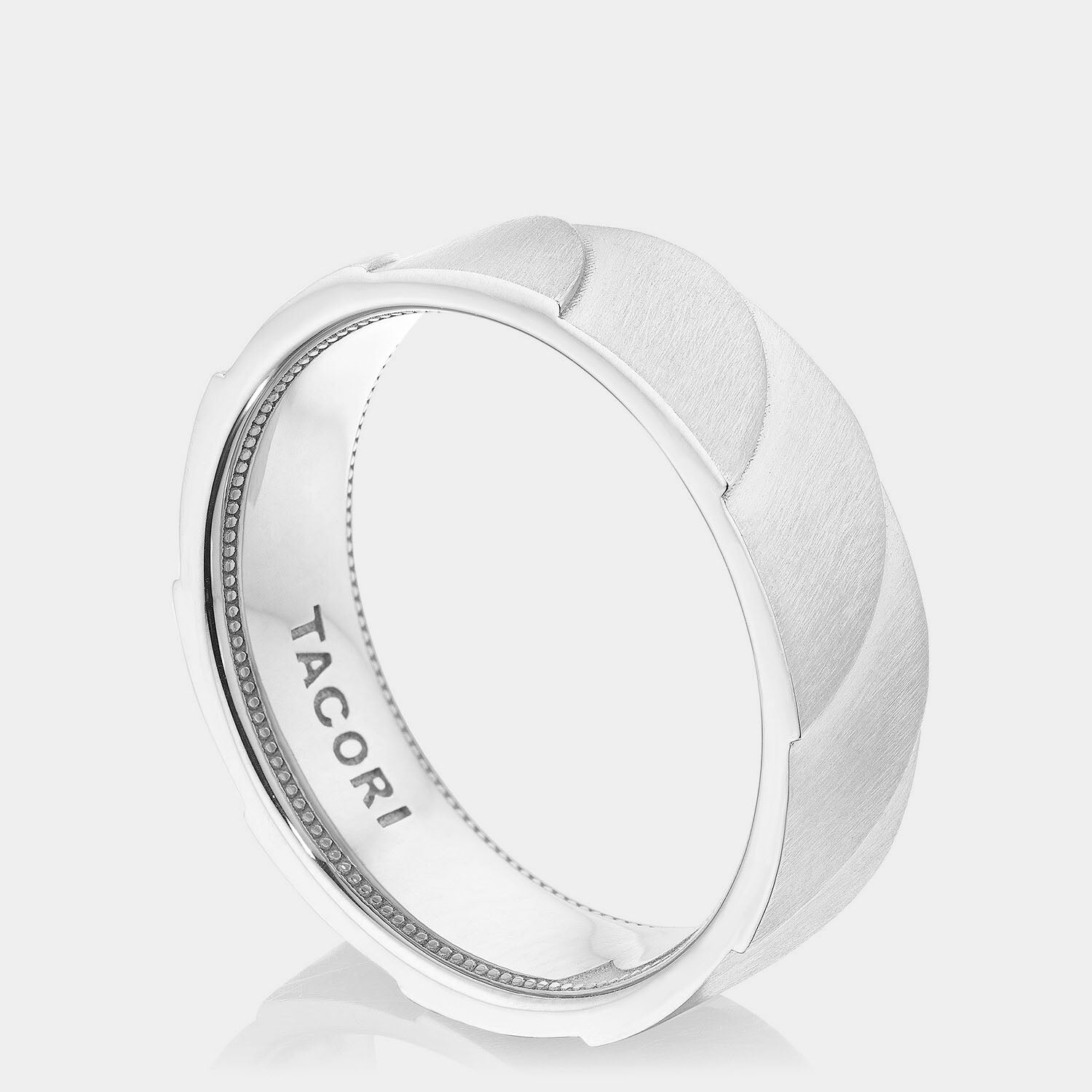 Geometric Crescent Wedding Ring 18k White Gold - 146-7