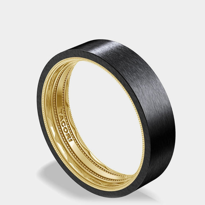 Titanium Two-Tone Wedding Ring 18k Yellow Gold - 1576BT