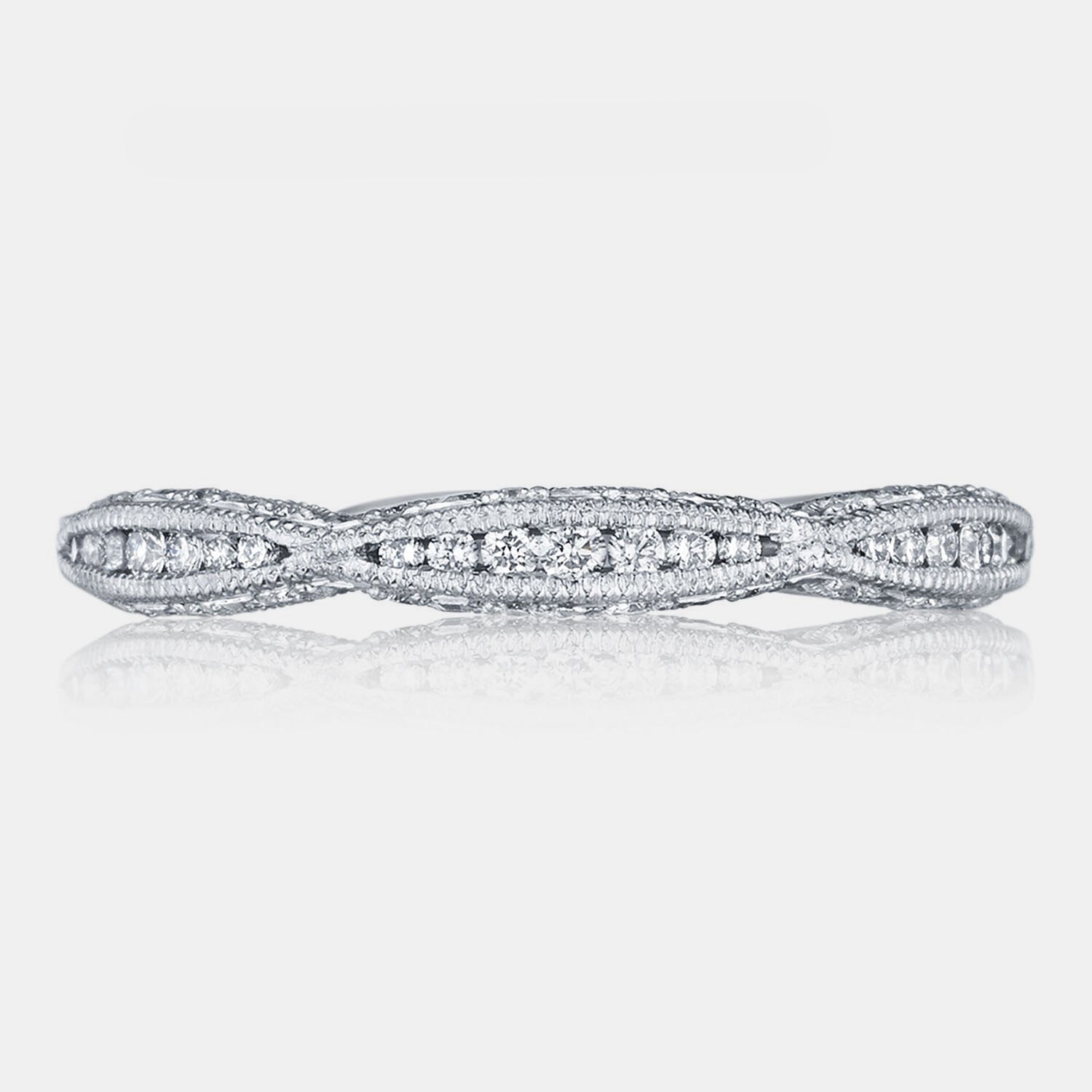 Twist Diamond Accent Wedding Band 18k White Gold - 2645