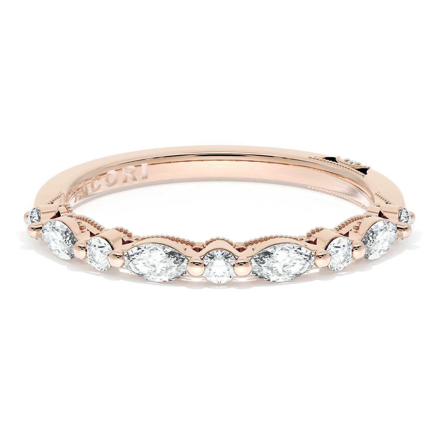 Marquise Round Wedding Ring 18k Rose Gold - 272822B12