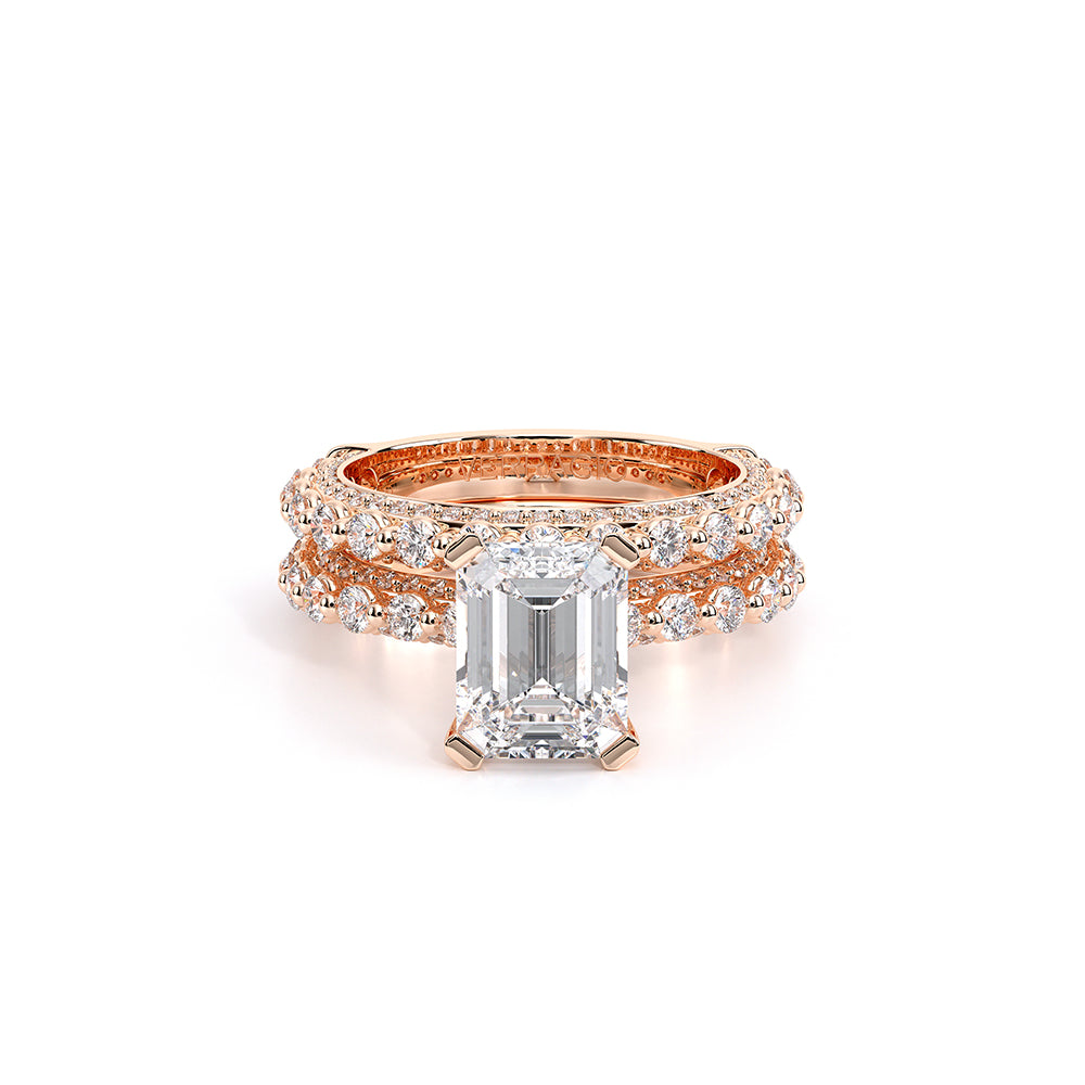 Emerald Pavé 14k Rose Gold Engagement Ring - CTR-0488