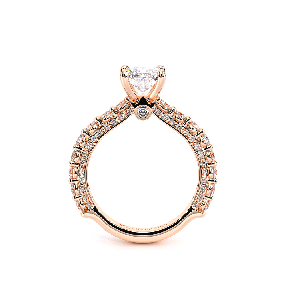Oval Pavé 18k Rose Gold Engagement Ring - CTR-0488